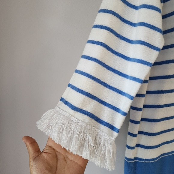 Lilly Pulitzer Dasha Striped Fringed Sweater Blue White Size Large - Picture 3 of 8